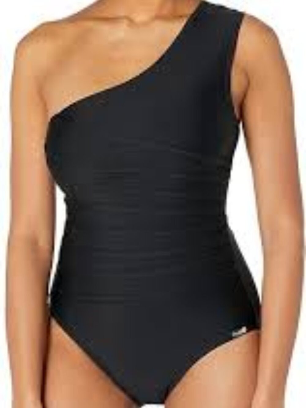 Calvin Klein Womens One-Shoulder Starburst Black Swimsuit